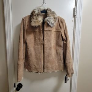 BNWT real leather and rabbit fur jacket